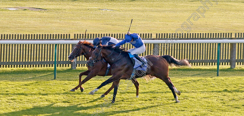 Tregony-0004 
 TREGONY (farside, Saffie Osborne) beats NEW LONDON (nearside) in The Al Basti Equiworld Dubai Godolphin Stakes
Newmarket 29 Sep 2023 - Pic Steven Cargill / Racingfotos.com