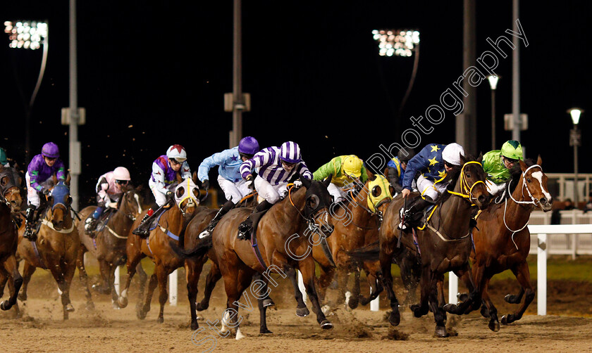 Ertidaad-0001 
 ERTIDAAD (centre, Charles Bishop) beats DUKES MEADOW (2nd right) and HOW'S LUCY (right) in The Bet toteWIN At betfred.com Handicap Chelmsford 8 Dec 2017 - Pic Steven Cargill / Racingfotos.com