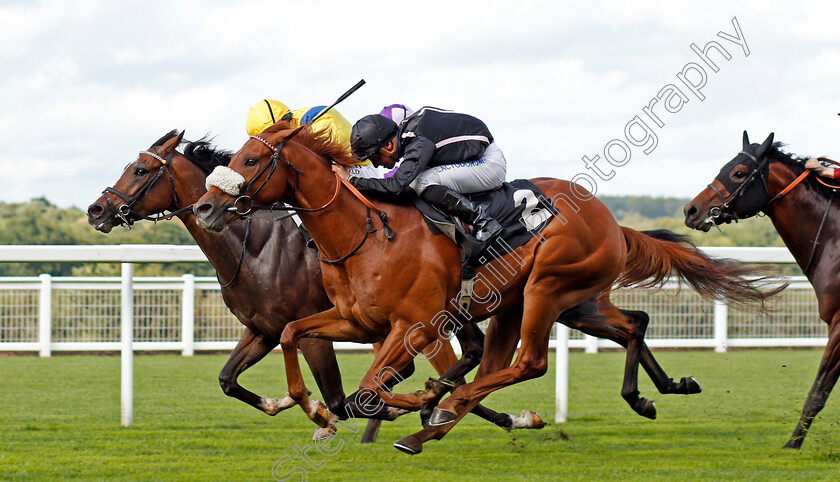 Reverend-Jacobs-0003 
 REVEREND JACOBS (farside, Ryan Moore) beats HANG MAN (nearside) in The Garden For All Seasons Maiden Stakes Ascot 8 Sep 2017 - Pic Steven Cargill / Racingfotos.com