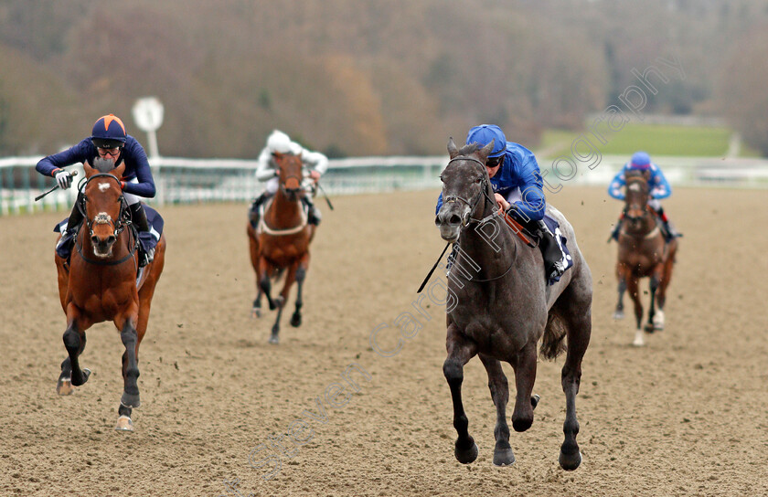 Broderie-0007 
 BRODERIE (Tom Marquand) beats CRAVING (left) in The 32Red Casino Novice Stakes Lingfield 2 Feb 2018 - Pic Steven Cargill / Racingfotos.com