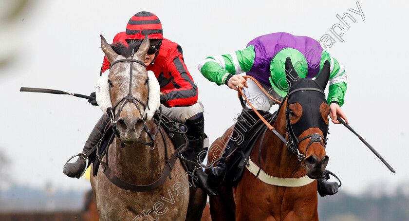 Ashoka-0006 
 ASHOKA (left, Bridget Andrews) beats BEAU BAY (right) in The Ascot Spring Garden Show Novices Handicap Chase Ascot 25 Mar 2018 - Pic Steven Cargill / Racingfotos.com