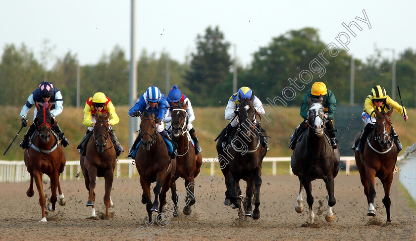 Battle-Of-Waterloo-0002 
 BATTLE OF WATERLOO (3rd right, Cieren Fallon) beats CHATHAM HOUSE (2nd right) SHAWAAHEQ (3rd left) SELF ASSESSMENT (right) CHARACTERISTIC (2nd left) and LOVE YOUR WORK (left) in The Gentlemen's Day Handicap
Chelmsford 23 Jul 2019 - Pic Steven Cargill / Racingfotos.com