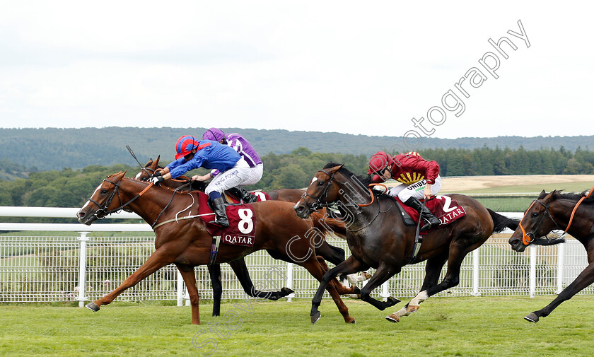 Nayef-Road-0003 
 NAYEF ROAD (Silvestre De Sousa) beats SPANISH MISSION (right) in The Qatar Gordon Stakes
 Goodwood 1 Aug 2019 - Pic Steven Cargill / Racingfotos.com