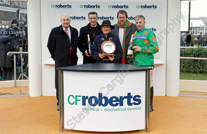 Ms-Parfois-0008 
 Presentation to Anthony Honeyball. Noel Fehily and owners for The CF Roberts Electrical & Mechanical Services Mares Handicap Chase won by MS PARFOIS Cheltenham 15 Dec 2017 - Pic Steven Cargill / Racingfotos.com