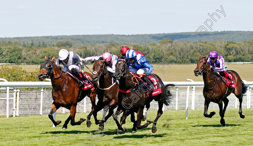 Mohaather-0003 
 MOHAATHER (centre, Jim Crowley) beats CIRCUS MAXIMUS (left) and SISKIN (2nd left) in The Qatar Sussex Stakes
Goodwood 29 Jul 2020 - Pic Steven Cargill / Racingfotos.com