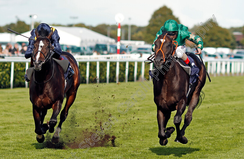 Euginio-0003 
 EUGINIO (right, Andrea Atzeni) beats ANOTHER ECLIPSE (left) in The crownhotel-bawtry.com Handicap Doncaster 14 Sep 2017 - Pic Steven Cargill / Racingfotos.com