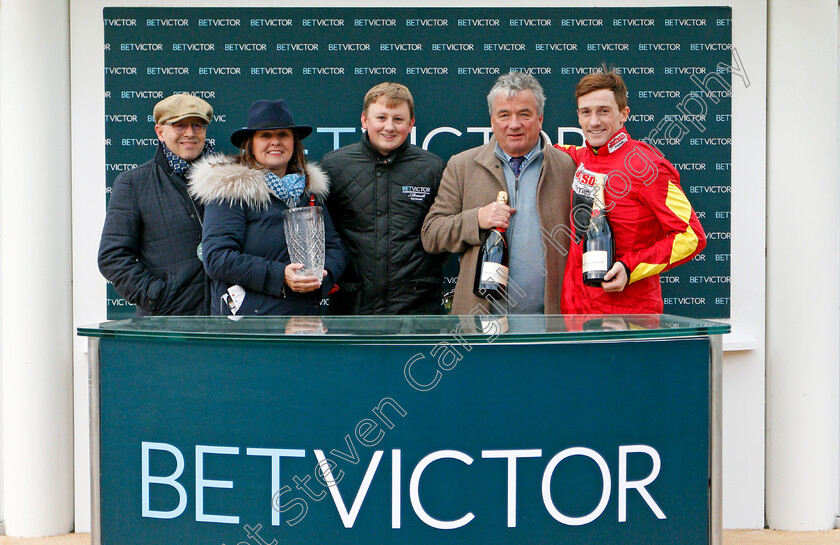 Cogry-0012 
 Presentation to Graham and Alison Jelley, Nigel Twiston-Davies and Sam Twiston-Davies for The BetVictor Handicap Chase won by COGRY
Cheltenham 13 Dec 2019 - Pic Steven Cargill / Racingfotos.com