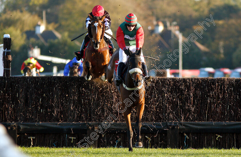 Elkstone-0002 
 ELKSTONE (James Bowen) beats ONE OF US (left) in The Matchbook Casino Handicap Chase
Kempton 21 Oct 2018 - Pic Steven Cargill / Racingfotos.com