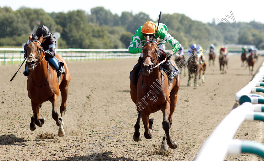 Distant-Chimes-0003 
 DISTANT CHIMES (Luke Morris) beats ZUBA (left) in The Fleetweather Ocean Routing Services Handicap
Sandown 24 Jul 2019 - Pic Steven Cargill / Racingfotos.com