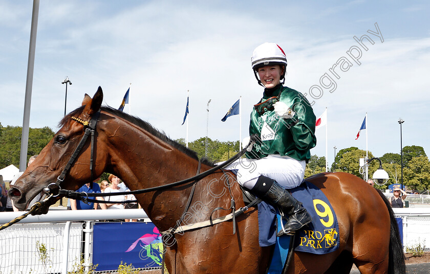 Chilterns-0009 
 CHILTERNS (Nanako Fujita) after The Women Jockeys' World Cup Leg5 
Bro Park, Sweden 30 Jun 2019 - Pic Steven Cargill / Racingfotos.com