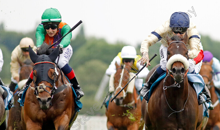 Quinault-0003 
 QUINAULT (left, Connor Planas) beats WASHINGTON HEIGHTS (right) in The Oakmere Homes Supporting Macmillan Sprint Handicap
York 17 Jun 2023 - Pic Steven Cargill / Racingfotos.com