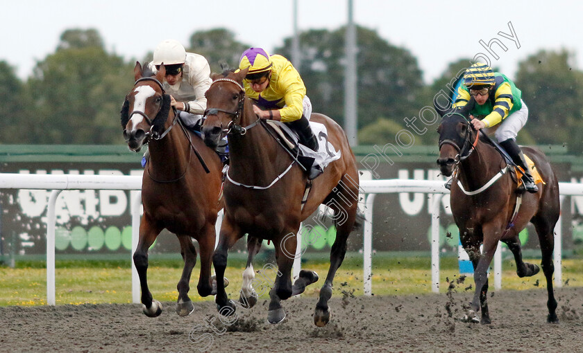 Sea-Just-In-Time-0006 
 SEA JUST IN TIME (centre, Tom Marquand) beats BEELEY (left) in The Unibet Fillies Novice Stakes
Kempton 7 Aug 2024 - Pic Steven Cargill / Racingfotos.com