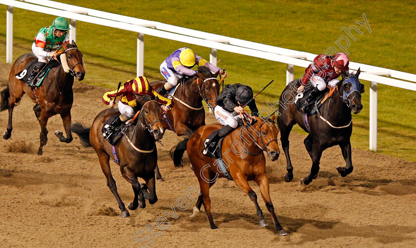 Magic-Pulse-0001 
 MAGIC PULSE (centre, Dougie Costello) beats AVON GREEN (left) and SWIFT FOX (right) in The totescoop6 Play For £2 This Saturday Nursery Chelmsford 16 Nov 2017 - Pic Steven Cargill / Racingfotos.com