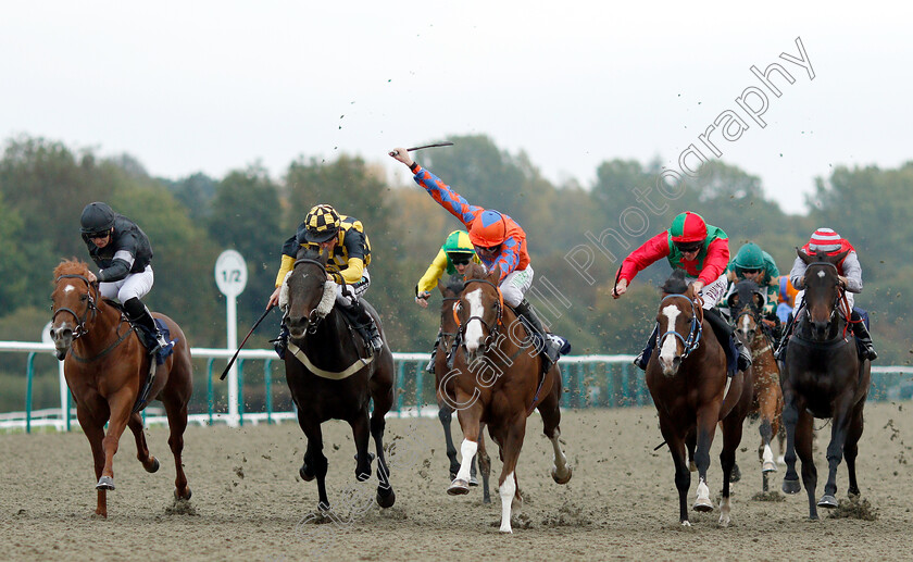 Prominna-0002 
 PROMINNA (centre, Luke Morris) beats ROUNDABOUT MAGIC (left) MERCERS (2nd left) ROY'S LEGACY (2nd right) and SKIP TO MY LOU (right) in The 188bet Casino Handicap
Lingfield 4 Oct 2018 - Pic Steven Cargill / Racingfotos.com