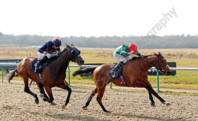 Grove-Ferry-0001 
 GROVE FERRY (Ryan Moore) beats INTUITIVE (left) in The Bombardier British Hopped Amber Beer Handicap
Lingfield 27 Feb 2021 - Pic Steven Cargill / Racingfotos.com