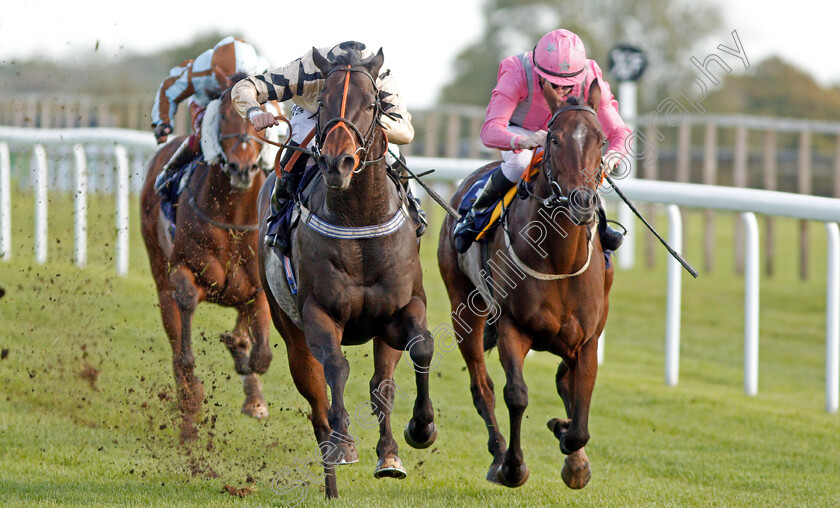 Doc-Sportello-0004 
 DOC SPORTELLO (left, Tom Marquand) beats FIRENZE ROSA (right) in The Download The Star Sports App Now Handicap
Bath 16 Oct 2019 - Pic Steven Cargill / Racingfotos.com