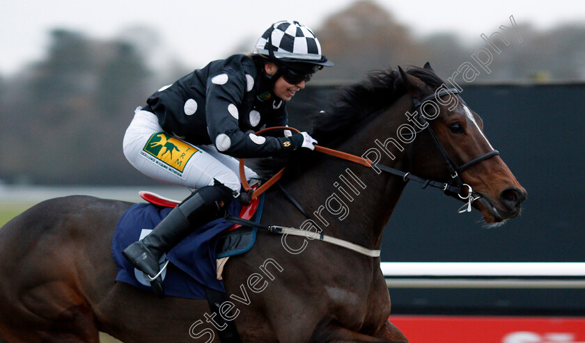 Strictly-Art-0005 
 STRICTLY ART (Jessica Cooley) wins The Betway Stayers Amateur Riders Handicap Lingfield 6 Dec 2017 - Pic Steven Cargill / Racingfotos.com