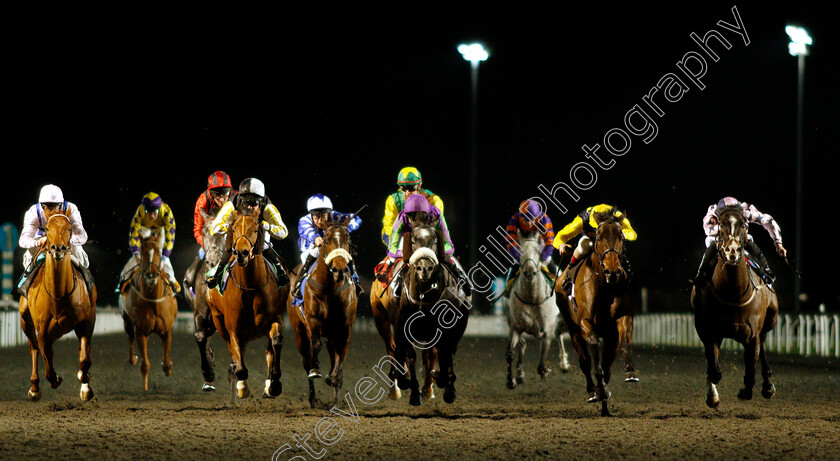 Little-Palaver-and-Mont-Kiara-0004 
 LITTLE PALAVER (2nd left, Amelia Glass) dead-heats with MONT KIARA (2nd right) ahead of TREACHEROUS (right) and SOAR ABOVE (centre) in The 32Red Casino Handicap
Kempton 16 Jan 2019 - Pic Steven Cargill / Racingfotos.com