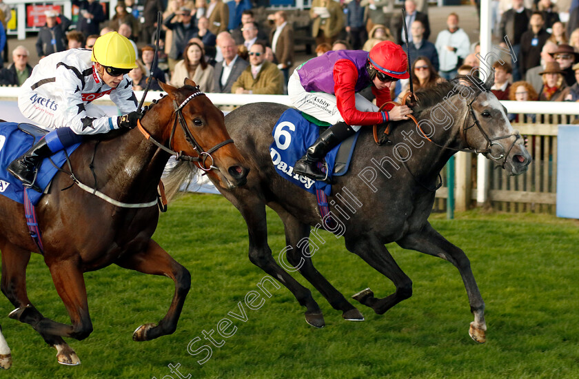 Funny-Story-0001 
 FUNNY STORY (right, Rossa Ryan) beats SOPHIA'S STARLIGHT (left) in the British EBF Boadicea Stakes
Newmarket 14 Oct 2023 - Pic Steven Cargill / Racingfotos.com