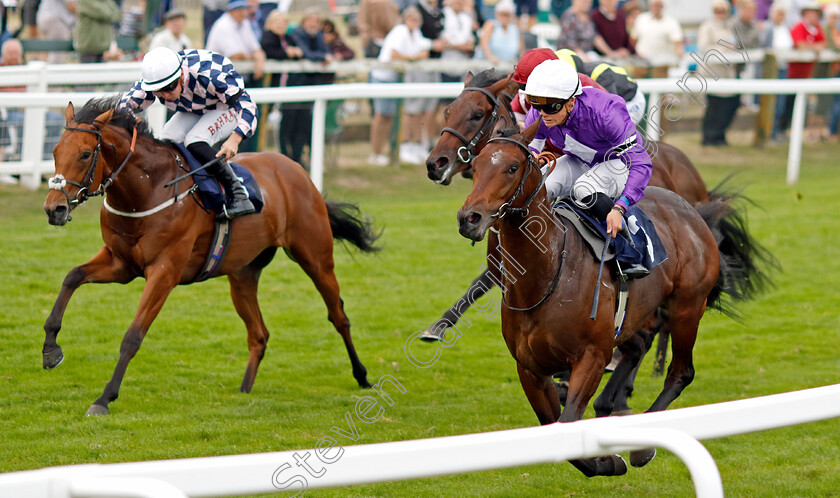 Delirious-Dream-0004 
 DELIRIOUS DREAM (right, Benoit de la Sayette) beats NOT FOR PROFIT (left) in The At The Races App Expert Tips Nursery
Yarmouth 14 Sep 2022 - Pic Steven Cargill / Racingfotos.com