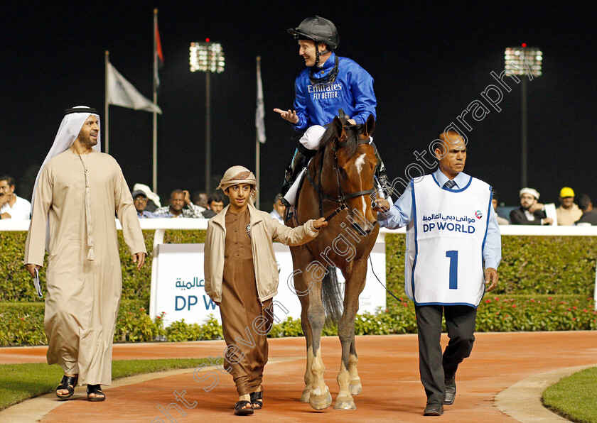 Dubai-Love-0008 
 DUBAI LOVE (Pat Cosgrave) with Saeed Bin Suroor after The UAE 1000 Guineas
Meydan 23 Jan 2020 - Pic Steven Cargill / Racingfotos.com