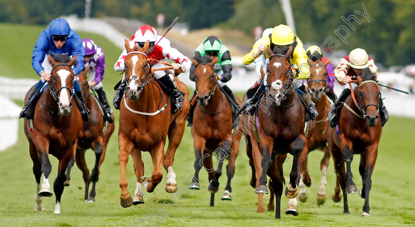 Marbaan-0003 
 MARBAAN (right, Jamie Spencer) beats HOLLOWAY BOY (2nd left) and MYSTERIOUS NIGHT (left) in The Japan Racing Association Vintage Stakes
Goodwood 26 Jul 2022 - Pic Steven Cargill / Racingfotos.com