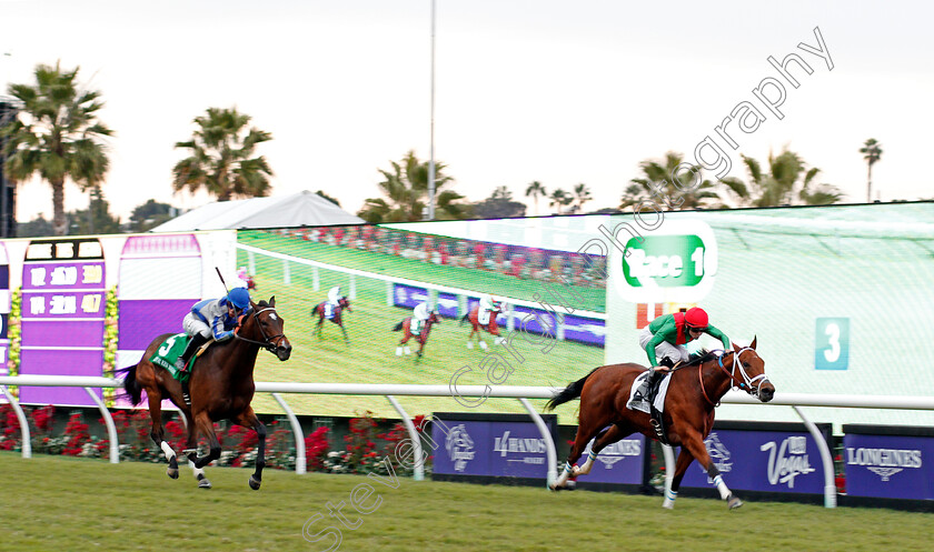 Belvoir-Bay-0003 
 BELVOIR BAY (Flavien Prat) wins The Senator Ken Maddy Stakes, Del Mar USA 3 Nov 2017 - Pic Steven Cargill / Racingfotos.com