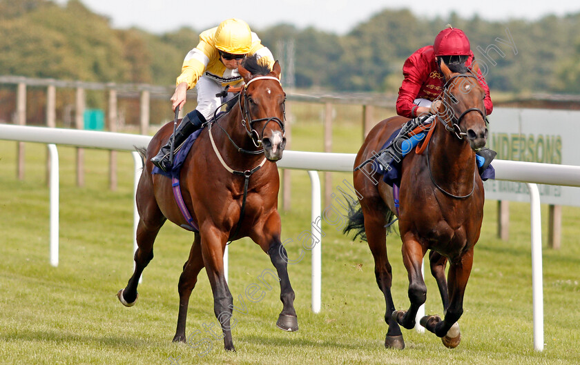 Secret-Handsheikh-0005 
 SECRET HANDSHEIKH (left, Adam McNamara) beats TWILIGHT HEIR (right) in The British Stallion Studs EBF Novice Median Auction Stakes
Bath 18 Jul 2020 - Pic Steven Cargill / Racingfotos.com