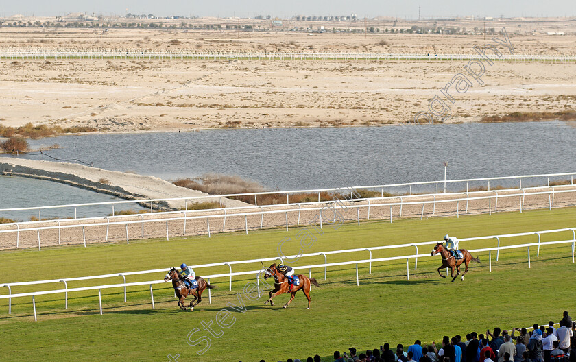 Shajer-0001 
 SHAJER (Andrew Elliott) beats AL TARIQ (centre) in The Batelco Cup
Bahrain 22 Nov 2019 - Pic Steven Cargill / Racingfotos.com