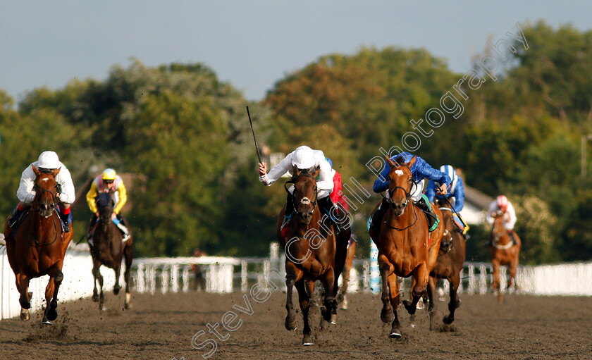 Expressionism-0001 
 EXPRESSIONISM (right, William Buick) beats ILLUMINED (centre) in The Get Switched On With Matchbook Fillies Novice Stakes
Kempton 7 Aug 2019 - Pic Steven Cargill / Racingfotos.com