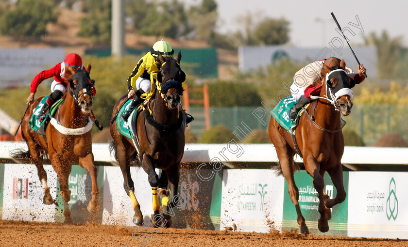 Wajaab-0001 
 WAJAAB (right, Luis Saez) beats NAJM ALENAYA (centre, Joanna Mason) in The International Jockey Challenge R1
King Abdulziz Racecourse, Kingdom of Saudi Arabia, 24 Feb 2023 - Pic Steven Cargill / Racingfotos.com