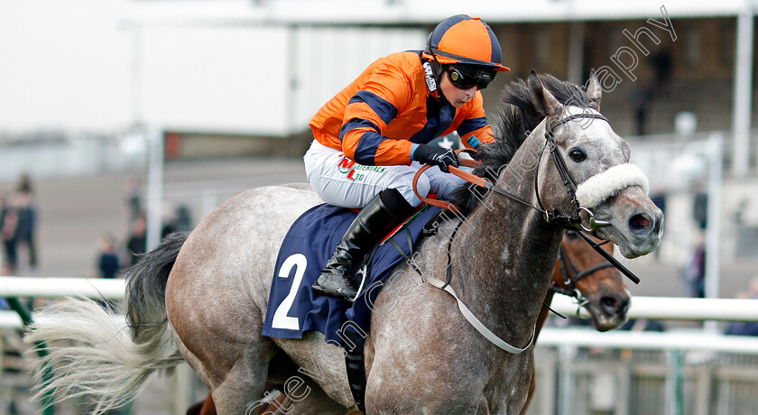 Major-Jumbo-0003 
 MAJOR JUMBO (Nicola Currie) wins The Quy Mill Hotel & Spa Handicap Newmarket 17 Apr 2018 - Pic Steven Cargill / Racingfotos.com