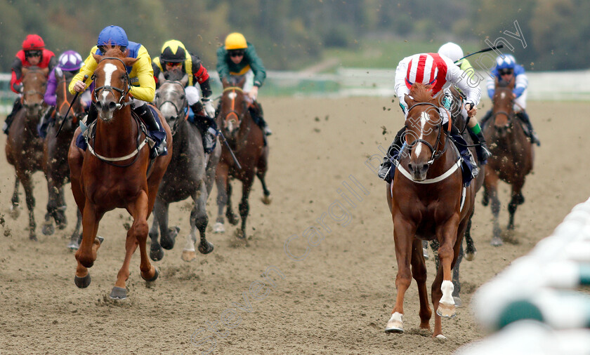 Attainment-0003 
 ATTAINMENT (Harry Bentley) beats VOLTAIC (left) in The Injured Jockeys Fund EBF Novice Stakes
Lingfield 4 Oct 2018 - Pic Steven Cargill / Racingfotos.com