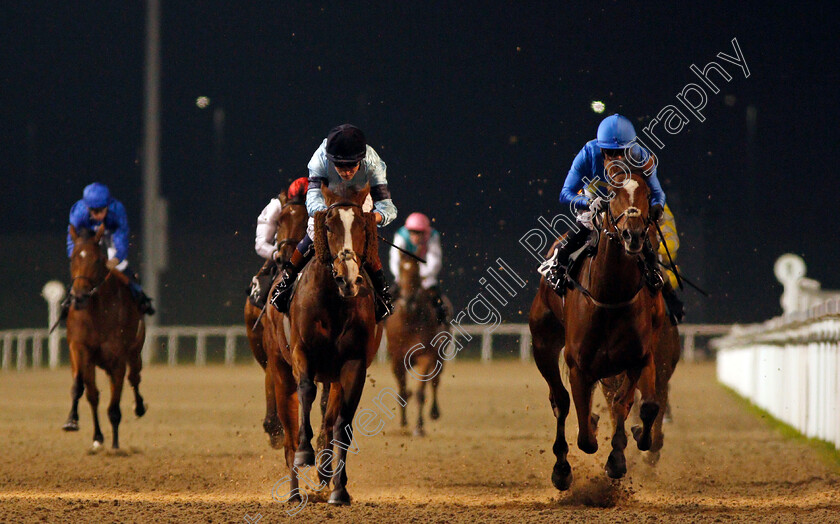 Spinning-Melody-0007 
 SPINNING MELODY (right, Silvestre De Sousa) beats FOOTMAN (left) in The Bet totetrifecta At betfred.com Maiden Stakes Chelmsford 12 Oct 2017 - Pic Steven Cargill / Racingfotos.com