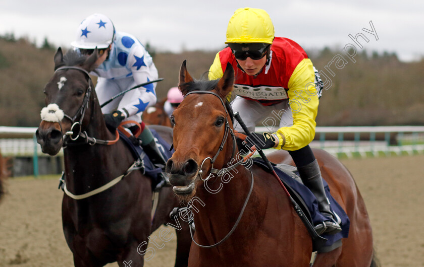 Kodiac-Thriller-0001 
 KODIAC THRILLER (William Cox) wins The BetMGM It's Showtime EBF Novice Stakes
Lingfield 23 Dec 2023 - Pic Steven Cargill / Racingfotos.com