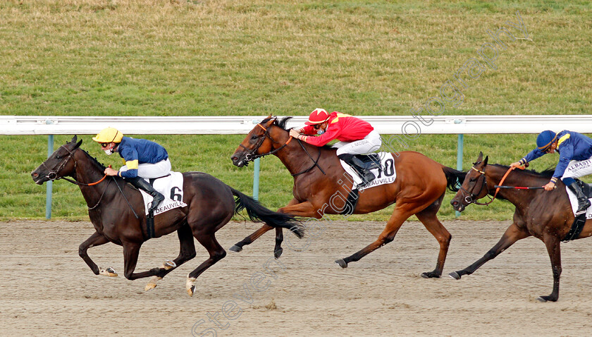 Mansoun-0004 
 MANSOUN (P C Boudot) beats POLE CELESTE (centre) in The Prix de la Foret de Bord
Deauville 8 Aug 2020 - Pic Steven Cargill / Racingfotos.com