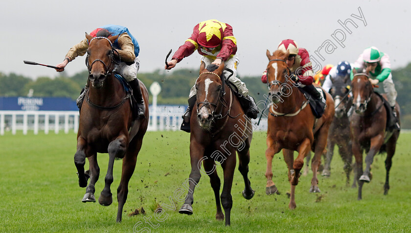 Diego-Ventura-0003 
 DIEGO VENTURA (left, James Doyle) beats SPIRIT OF FARHH (centre) in The Juddmonte British EBF Restricted Novice Stakes
Ascot 6 Sep 2024 - Pic Steven Cargill / Racingfotos.com