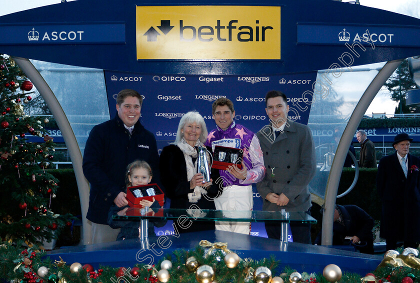 Mohaayed-0015 
 Presentation to June Watts, Dan Skelton and Harry Skelton for The Betfair Exchange Trophy Handicap Hurdle won by MOHAAYED
Ascot 22 Dec 2018 - Pic Steven Cargill / Racingfotos.com