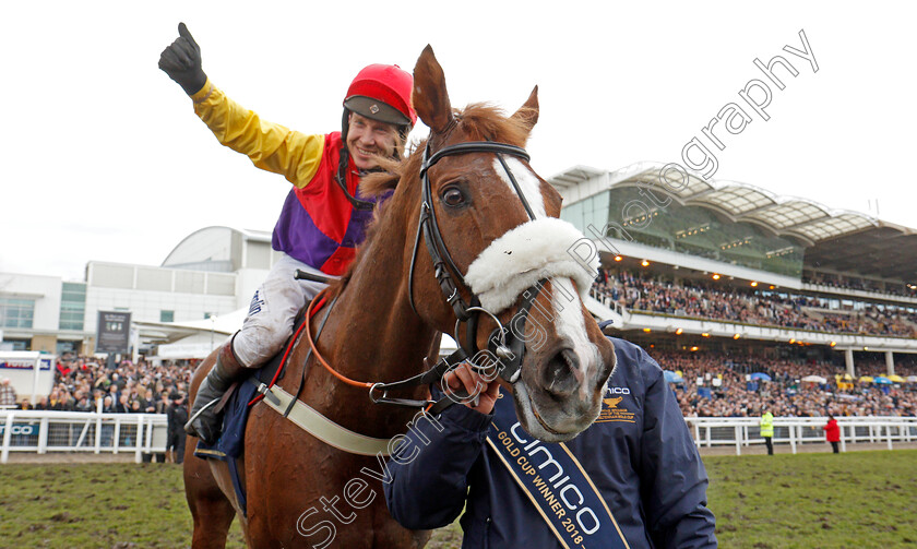 Native-River-0016 
 NATIVE RIVER (Richard Johnson) after The Timico Cheltenham Gold Cup Cheltenham 16 mar 2018 - Pic Steven Cargill / Racingfotos.com