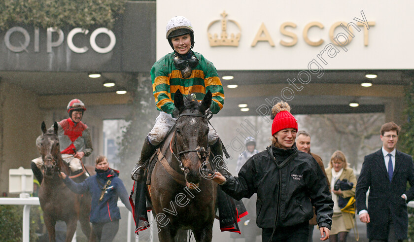 Drumcliff-0005 
 DRUMCLIFF (Aine O'Connor) after The Thames Materials Amateur Riders Handicap Chase Ascot 20 Jan 2018 - Pic Steven Cargill / Racingfotos.com