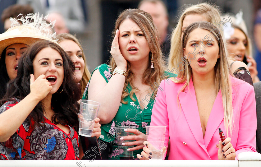 Ladies-0004 
 Ladies watching the action unfold at Aintree 13 Apr 2018 - Pic Steven Cargill / Racingfotos.com