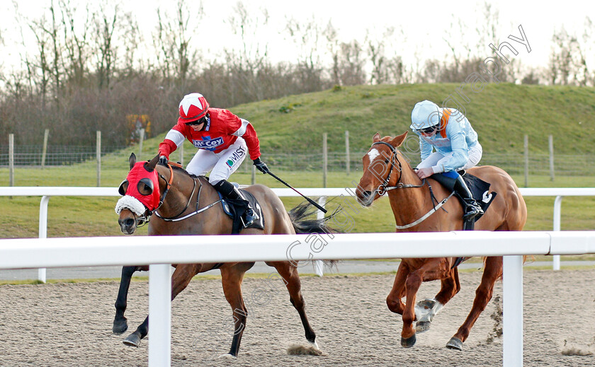 Krazy-Paving-0001 
 KRAVY PAVING (Grace McEntee) beats WATHEER (right) in The toteplacepot First Bet Of The Day Classified Stakes
Chelmsford 11 Feb 2020 - Pic Steven Cargill / Racingfotos.com