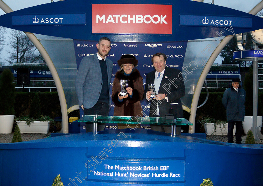 Downtown-Getaway-0006 
 Presentation to Nicky Henderson and Sophie Henderson for The Matchbook British EBF National Hunt Novices Hurdle
Ascot 19 Jan 2019 - Pic Steven Cargill / Racingfotos.com