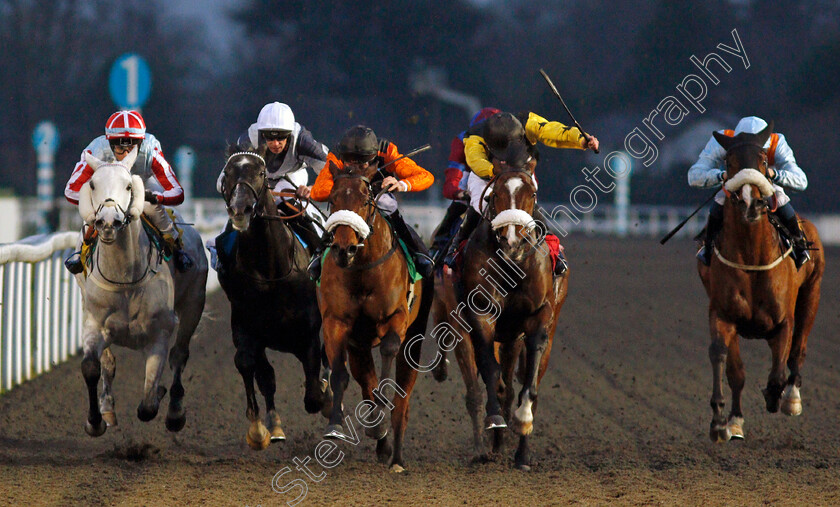 Baldomero-0006 
 BALDOMERO (centre, Luke Morris) beats RESTORER (left) UNITED FRONT (2nd right) MORDRED (right) and TYRRHENIAN SEA (2nd left) in The Unibet Horserace Betting Operator Of The Year Handicap
Kempton 2 Mar 2022 - Pic Steven Cargill / Racingfotos.com