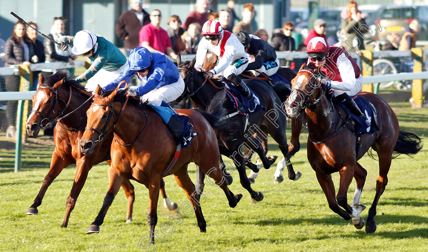 Nashirah-0001 
 NASHIRAH (William Buick) beats FABIOLLA (left) and HANDMAIDEN (right) in The British European Breeders Fund EBF Fillies Novice Stakes
Yarmouth 23 Oct 2018 - Pic Steven Cargill / Racingfotos.com