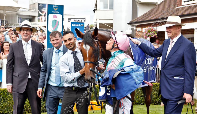 Enable-0024 
 ENABLE (Frankie Dettori) with John Gosden, Lord Grimthorpe and team after The Coral Eclipse Stakes
Sandown 6 Jul 2019 - Pic Steven Cargill / Racingfotos.com