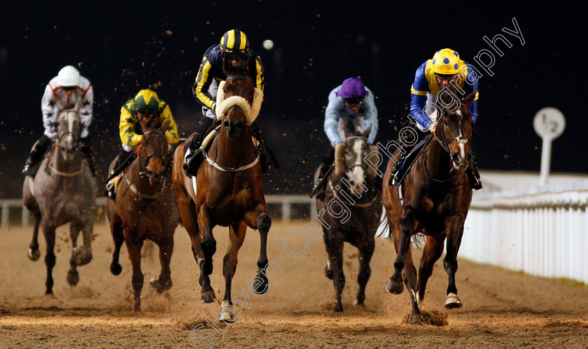 Zoffany-Bay-0003 
 ZOFFANY BAY (left, Kieran O'Neill) beats FINTECH (right) in The Bet toteWIN At betfred.com Handicap Chelmsford 7 Dec 2017 - Pic Steven Cargill / Racingfotos.com