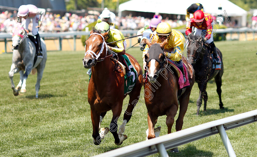 Eons-0002 
 EONS (right, Javier Castellano) beats LARGENT (left) in Allowance
Pimlico, Baltimore USA, 17 May 2019 - Pic Steven Cargill / Racingfotos.com