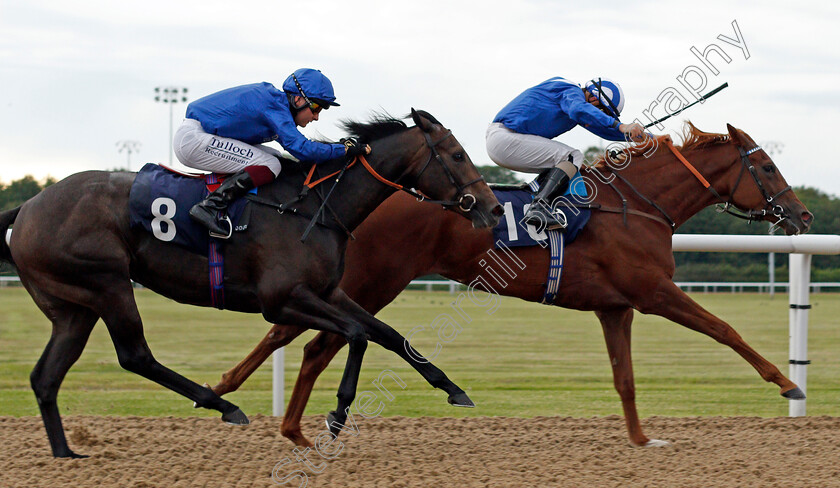 Khayyaal-0004 
 KHAYYAAL (Kieran O'Neill) beats FRESH SNOW (left) in The Free Daily Tips On attheraces.com Maiden Stakes Div2
Wolverhampton 31 Jul 2020 - Pic Steven Cargill / Racingfotos.com