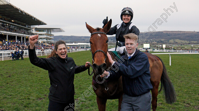 Relegate-0005 
 RELEGATE (Katie Walsh) after The Weatherbys Champion Bumper Cheltenham 14 Mar 2018 - Pic Steven Cargill / Racingfotos.com